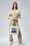 Zoozie Bags Bolso de Lona Crema con Diseño Estampado